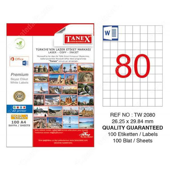 Tanex TW-2080 Laser Etiket 26.25x29.7mm. ürün görseli