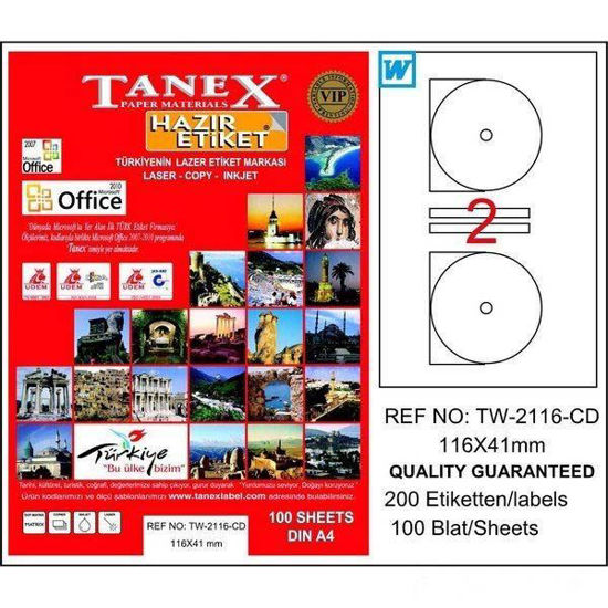 Tanex TW-2116 CD Laser Etiket  116x41mm. ürün görseli